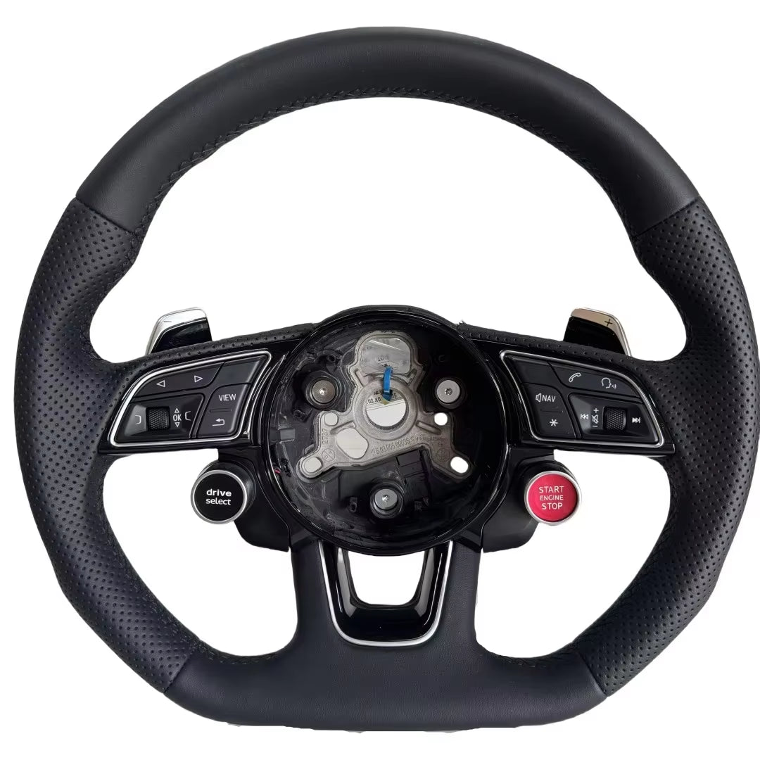 Custom Leather Sports Car Steering Wheel for Audi A4 A6 A3 A5 TT B8 B9 3-Spoke 40MM Grip
